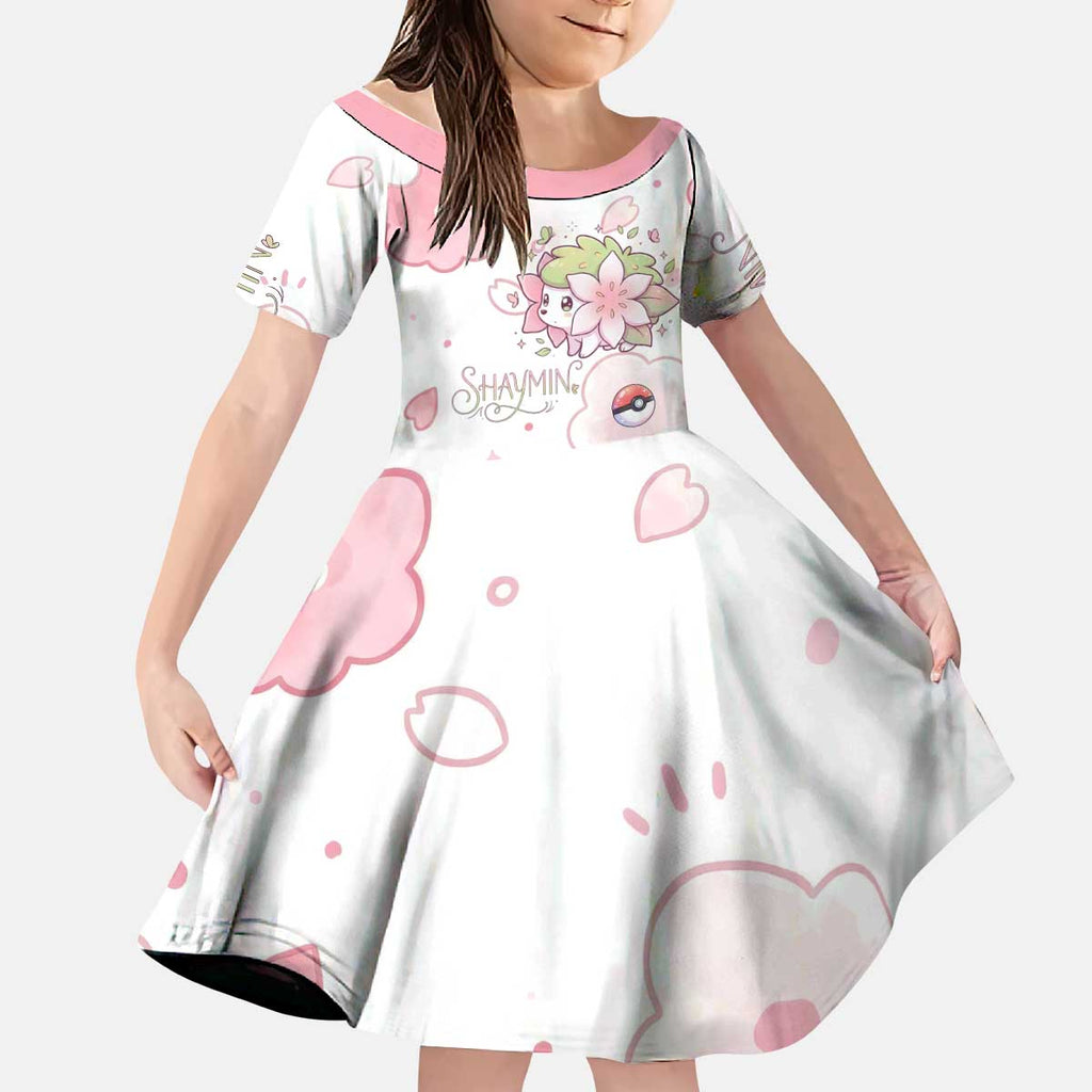 Shaymin Kid Short Sleeve Dress Floral Pastel Blossom Art