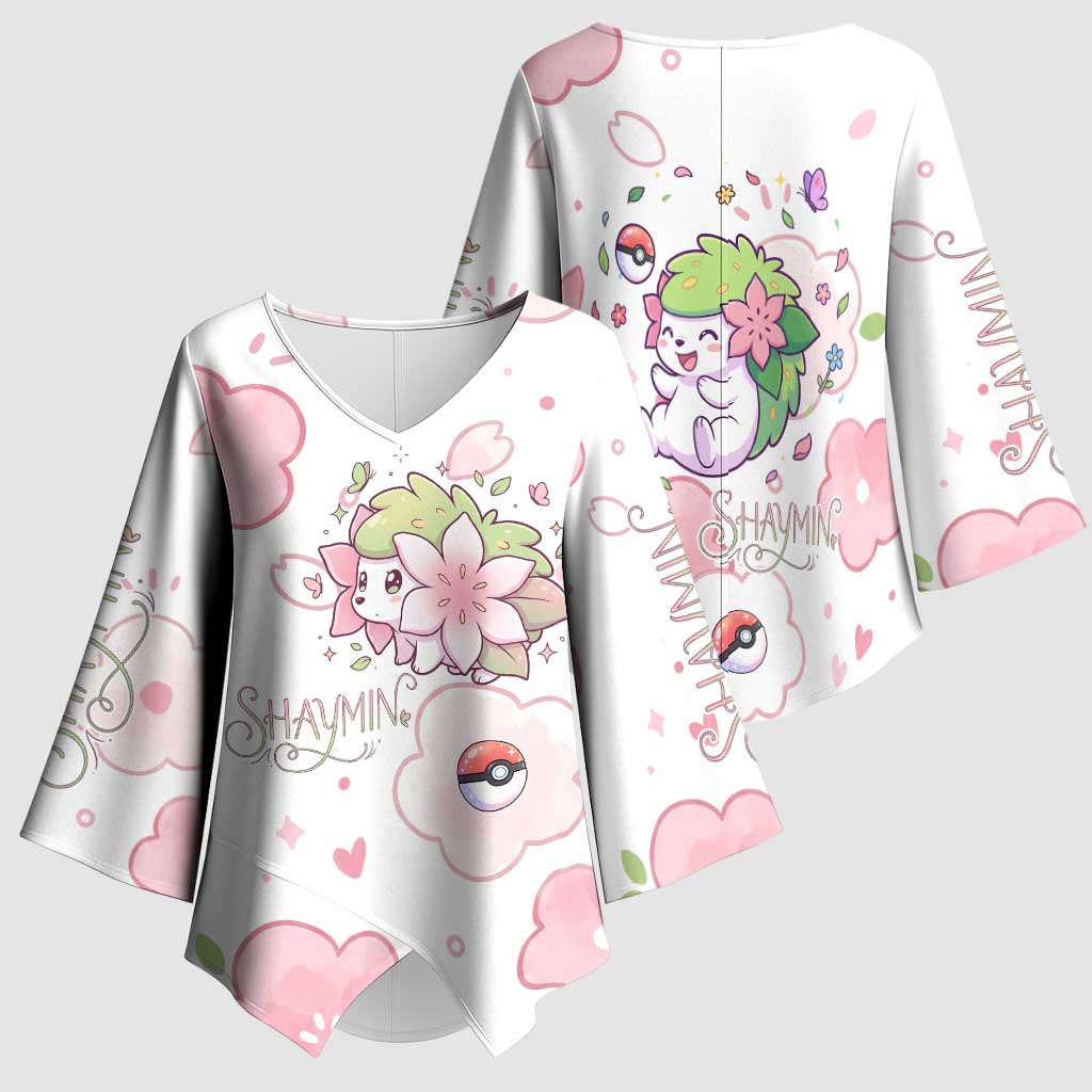 Shaymin Kimono Sleeve Blouse Floral Pastel Blossom Art