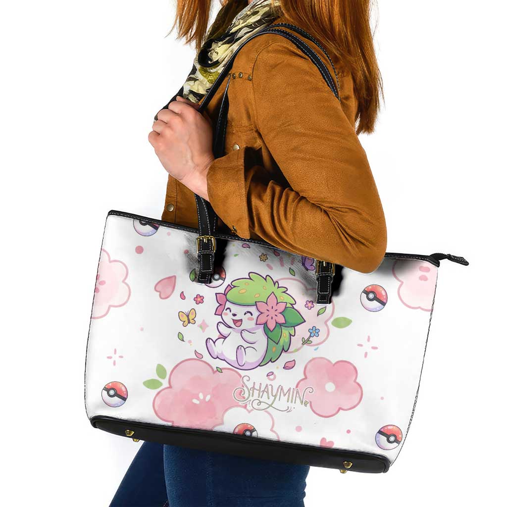 Shaymin Leather Tote Bag Floral Pastel Blossom Art