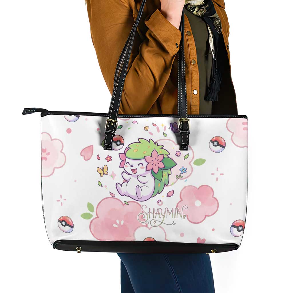 Shaymin Leather Tote Bag Floral Pastel Blossom Art