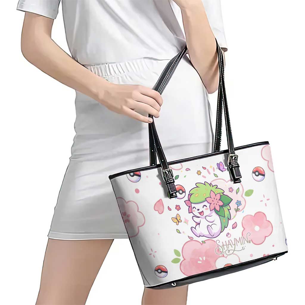 Shaymin Leather Tote Bag Floral Pastel Blossom Art