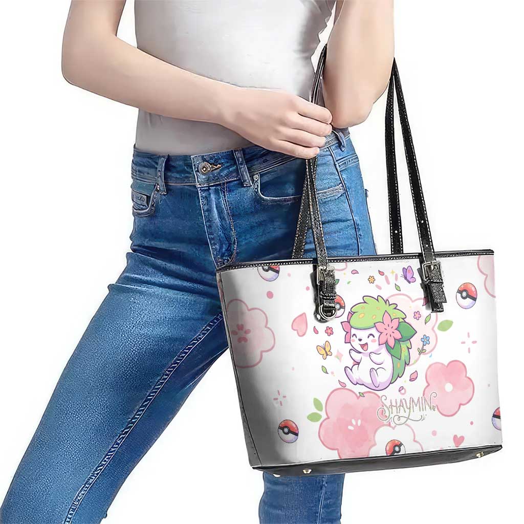 Shaymin Leather Tote Bag Floral Pastel Blossom Art