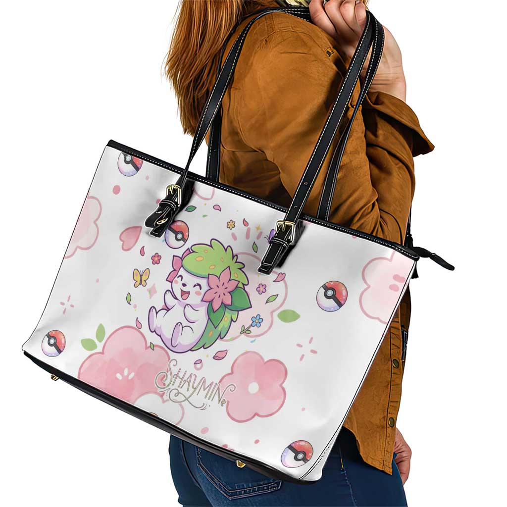 Shaymin Leather Tote Bag Floral Pastel Blossom Art