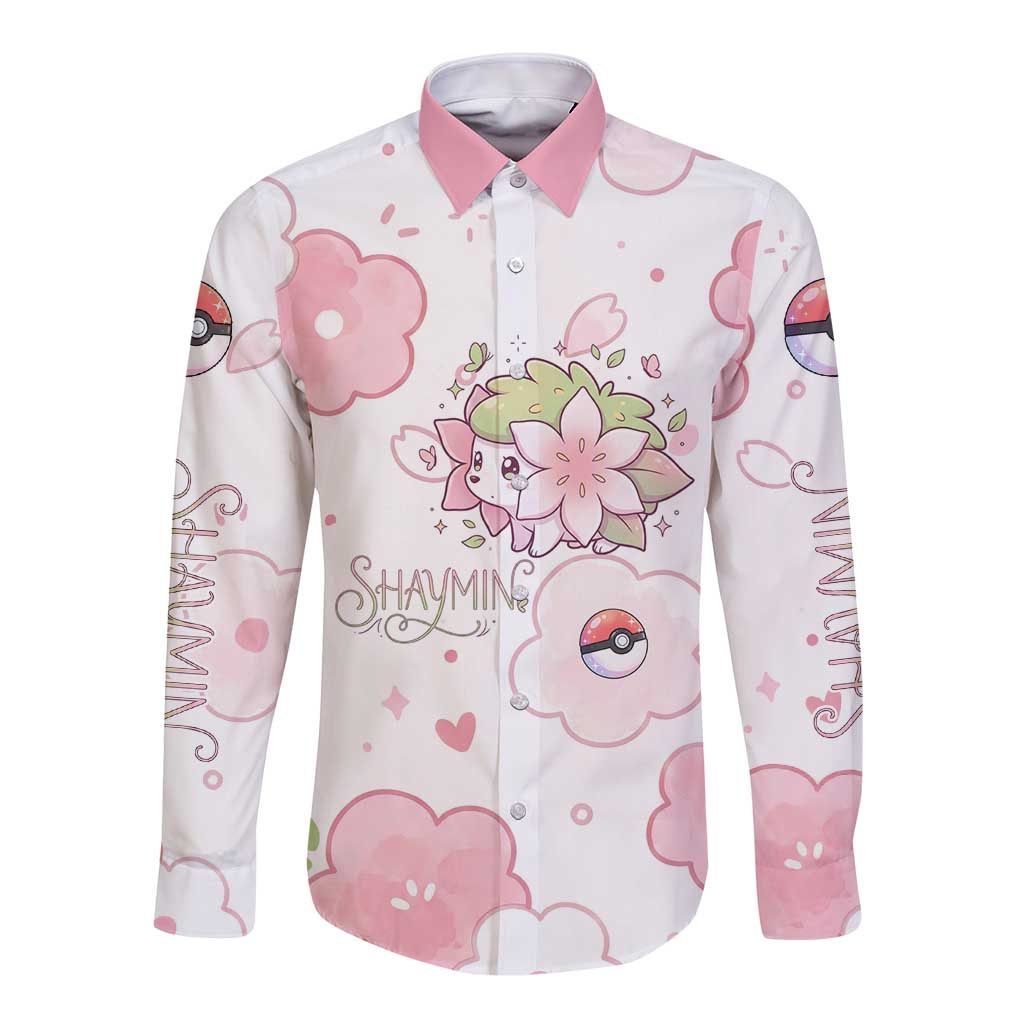 Shaymin Long Sleeve Button Shirt Floral Pastel Blossom Art