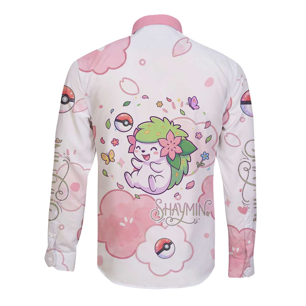 Shaymin Long Sleeve Button Shirt Floral Pastel Blossom Art