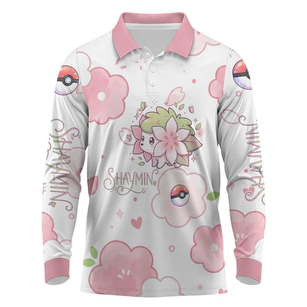 Shaymin Long Sleeve Polo Shirt Floral Pastel Blossom Art