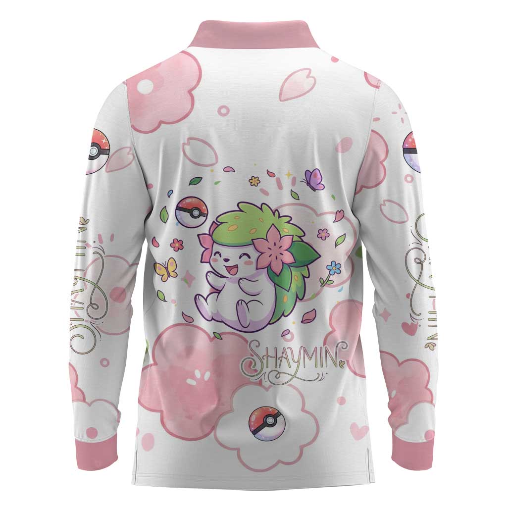 Shaymin Long Sleeve Polo Shirt Floral Pastel Blossom Art