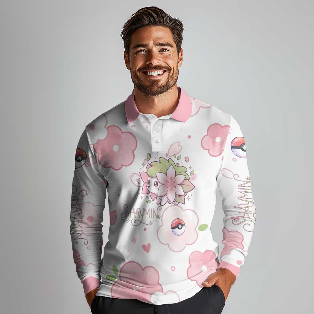 Shaymin Long Sleeve Polo Shirt Floral Pastel Blossom Art