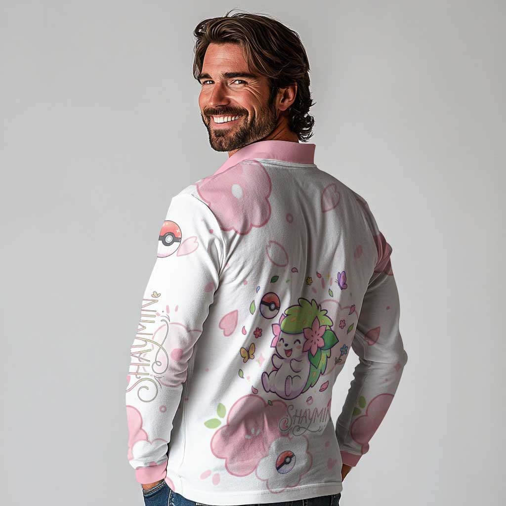 Shaymin Long Sleeve Polo Shirt Floral Pastel Blossom Art