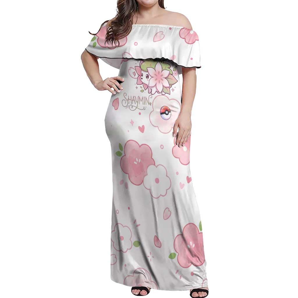 Shaymin Off Shoulder Maxi Dress Floral Pastel Blossom Art