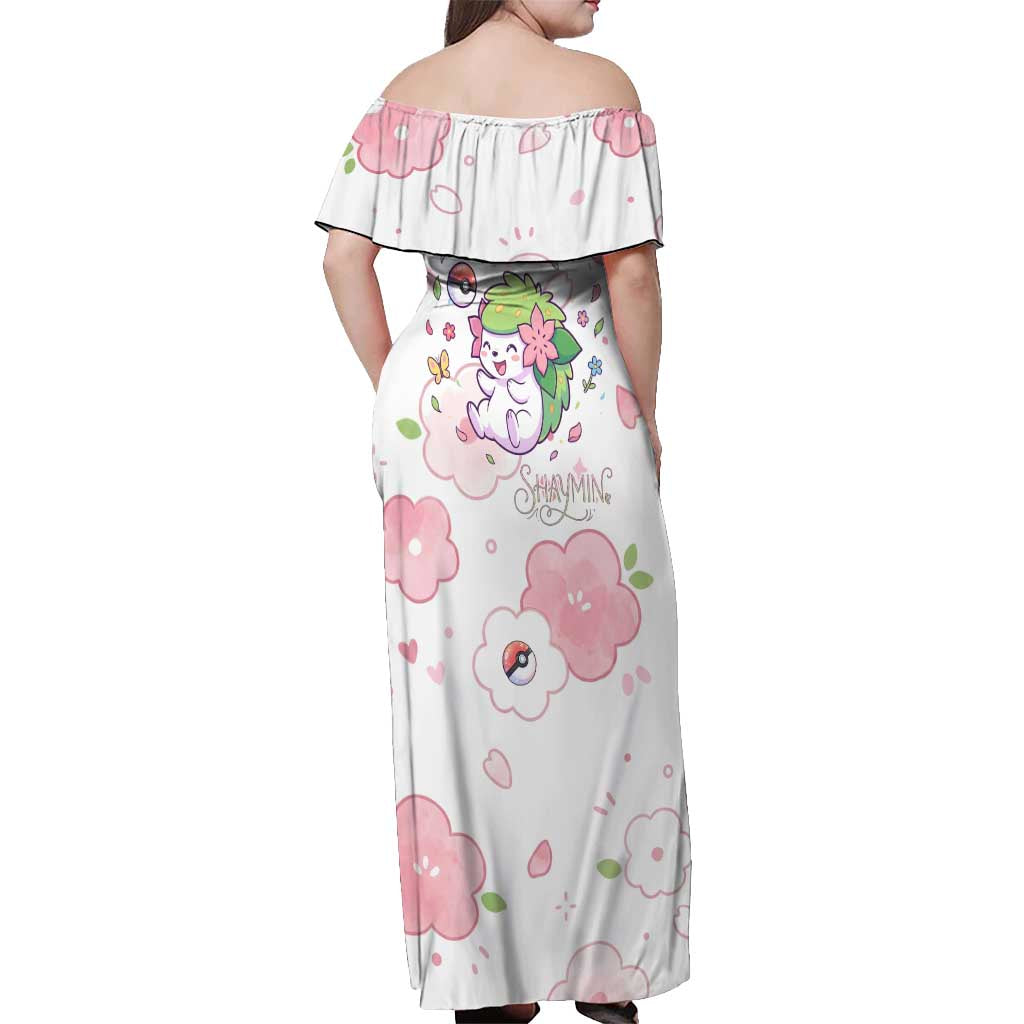 Shaymin Off Shoulder Maxi Dress Floral Pastel Blossom Art