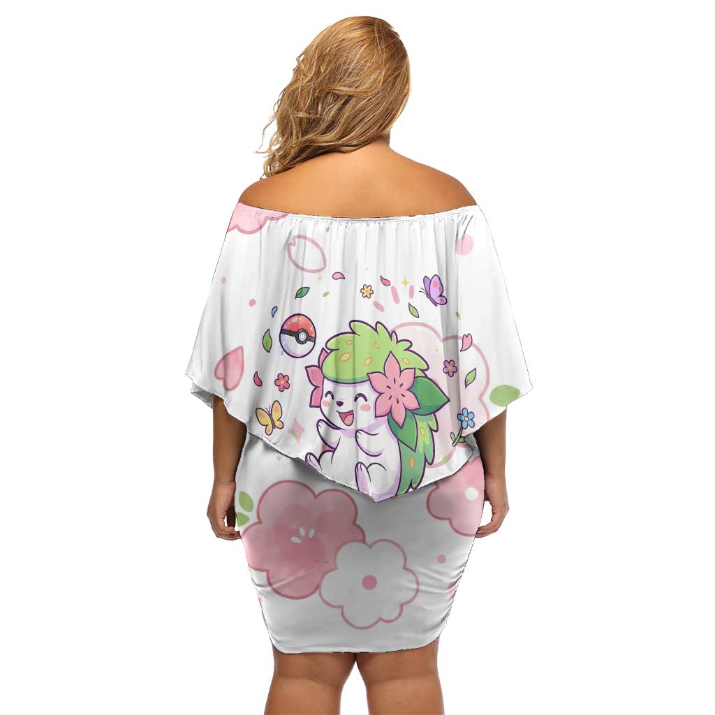 Shaymin Off Shoulder Short Dress Floral Pastel Blossom Art