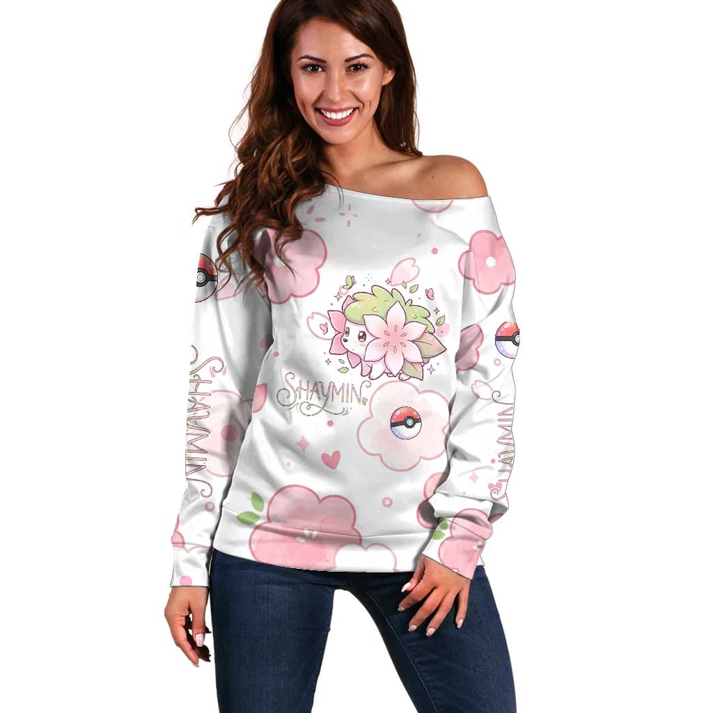 Shaymin Off Shoulder Sweater Floral Pastel Blossom Art