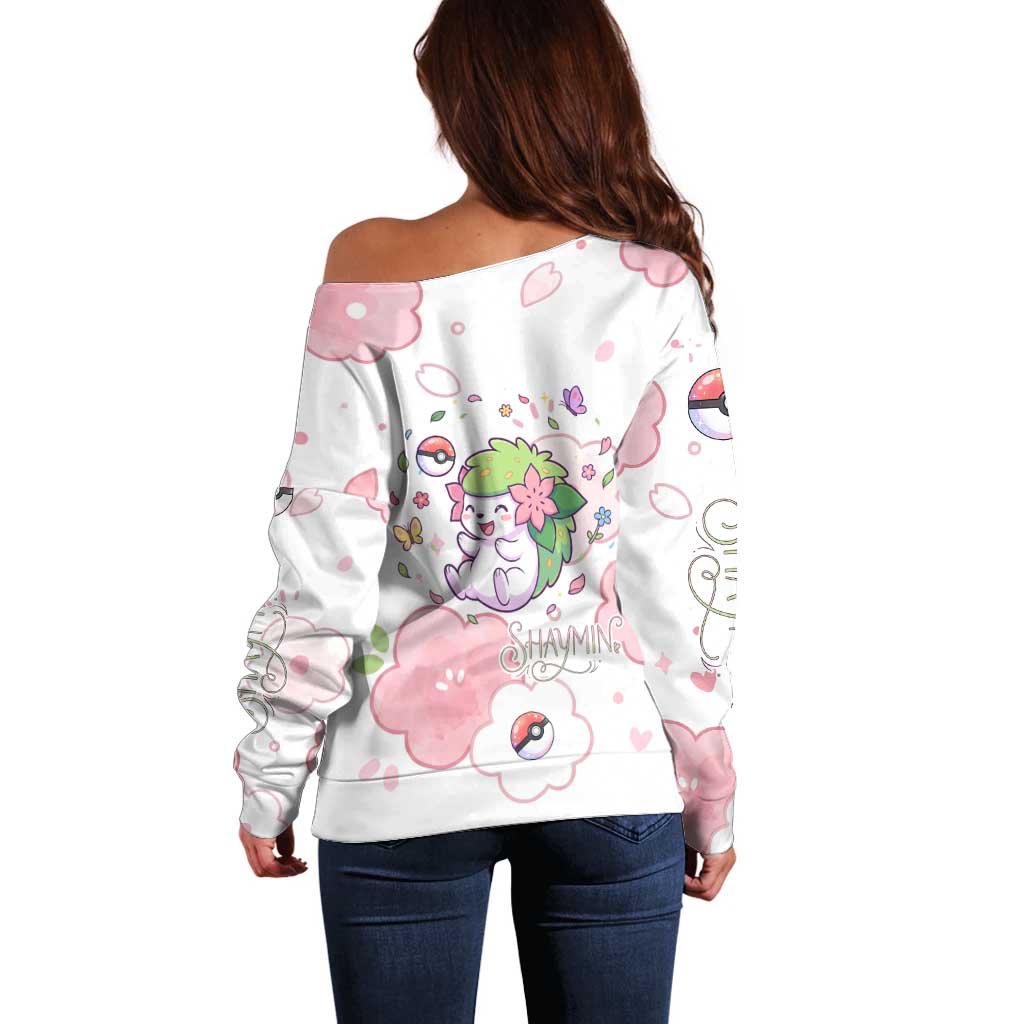Shaymin Off Shoulder Sweater Floral Pastel Blossom Art
