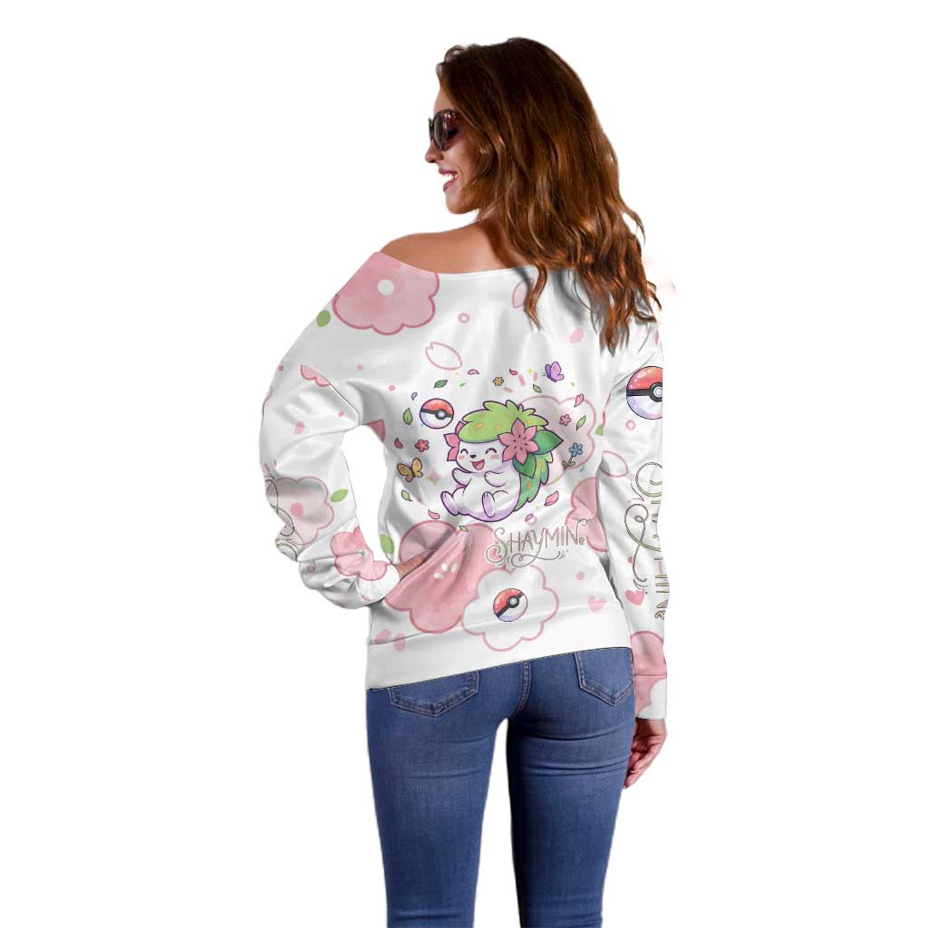 Shaymin Off Shoulder Sweater Floral Pastel Blossom Art