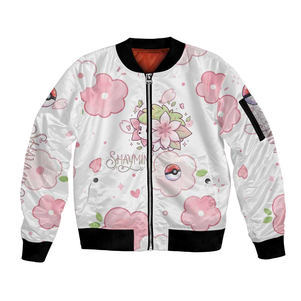 Shaymin Sleeve Zip Bomber Jacket Floral Pastel Blossom Art
