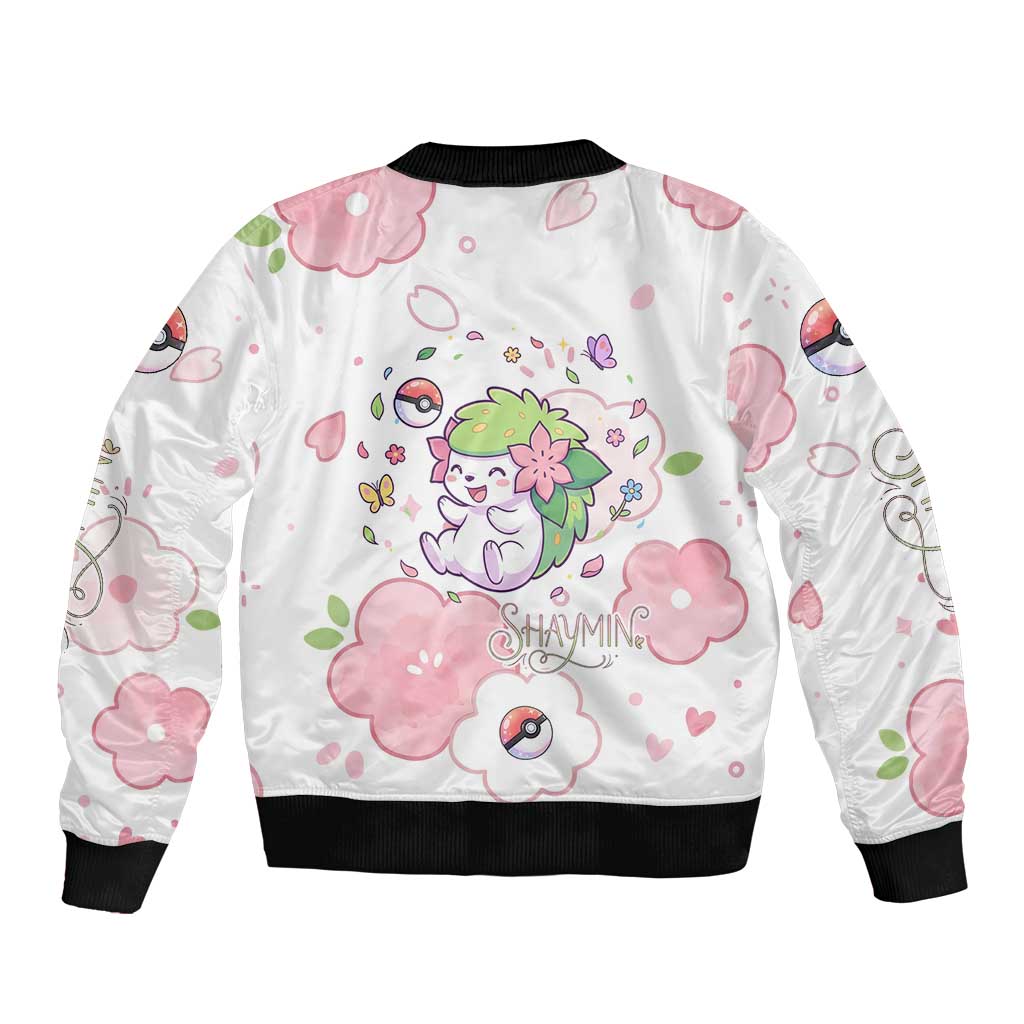 Shaymin Sleeve Zip Bomber Jacket Floral Pastel Blossom Art