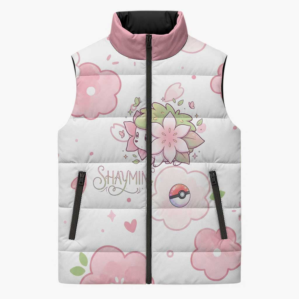 Shaymin Sleeveless Puffer Jacket Floral Pastel Blossom Art