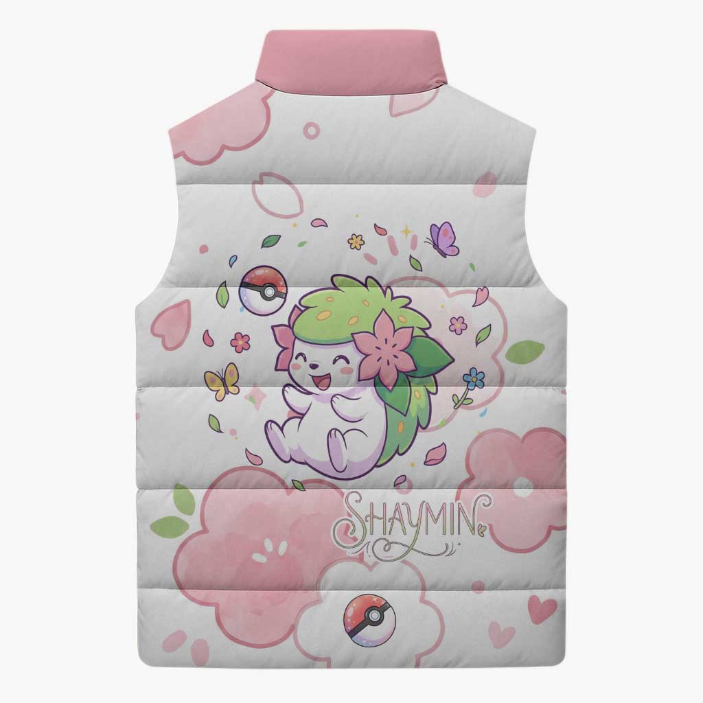 Shaymin Sleeveless Puffer Jacket Floral Pastel Blossom Art