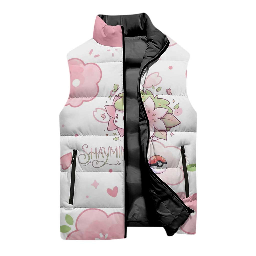 Shaymin Sleeveless Puffer Jacket Floral Pastel Blossom Art