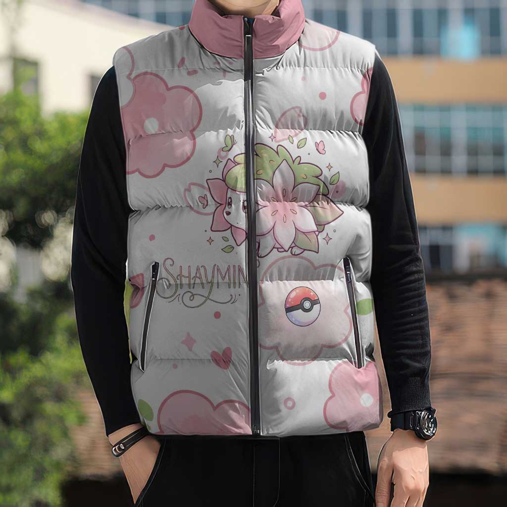 Shaymin Sleeveless Puffer Jacket Floral Pastel Blossom Art