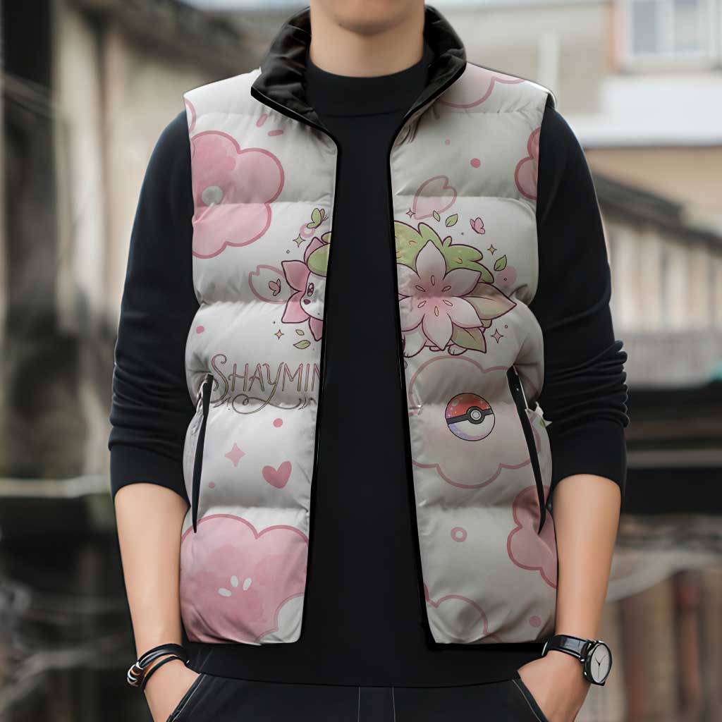 Shaymin Sleeveless Puffer Jacket Floral Pastel Blossom Art