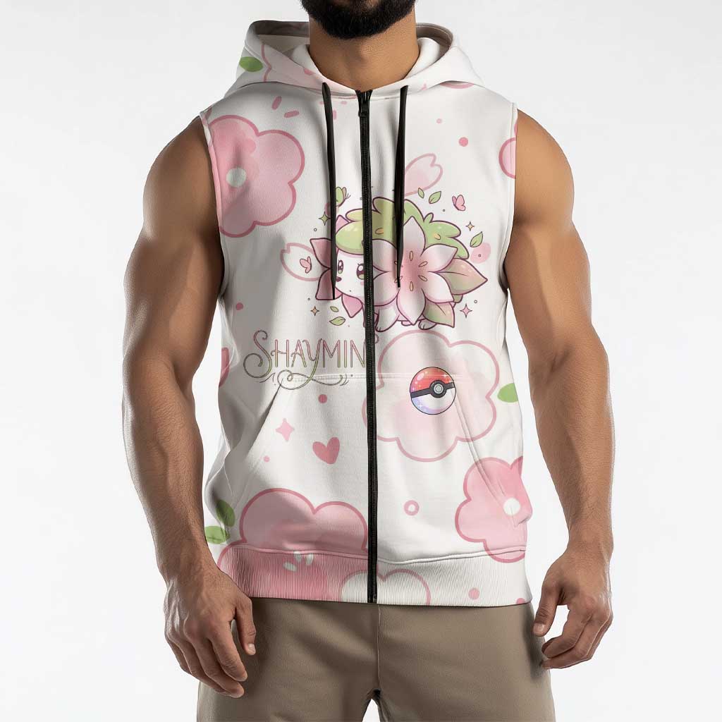 Shaymin Sleeveless Zip Hoodie Floral Pastel Blossom Art