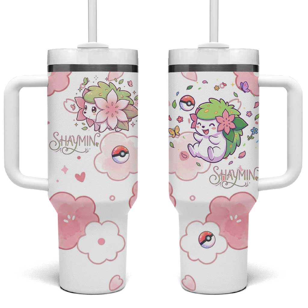 Shaymin Tumbler With Handle Floral Pastel Blossom Art