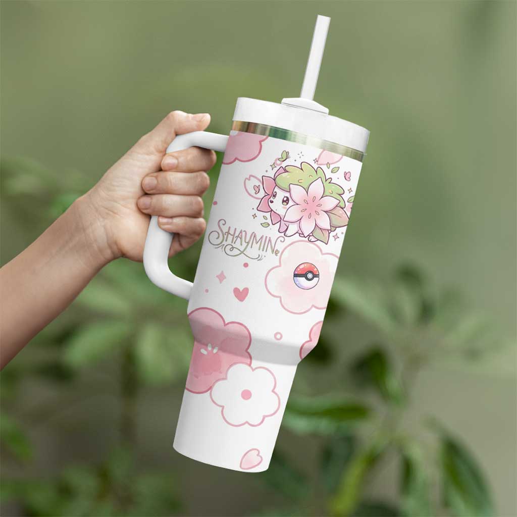 Shaymin Tumbler With Handle Floral Pastel Blossom Art