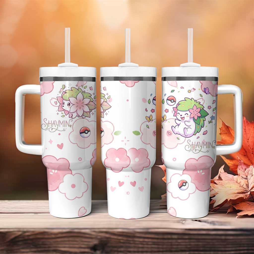 Shaymin Tumbler With Handle Floral Pastel Blossom Art