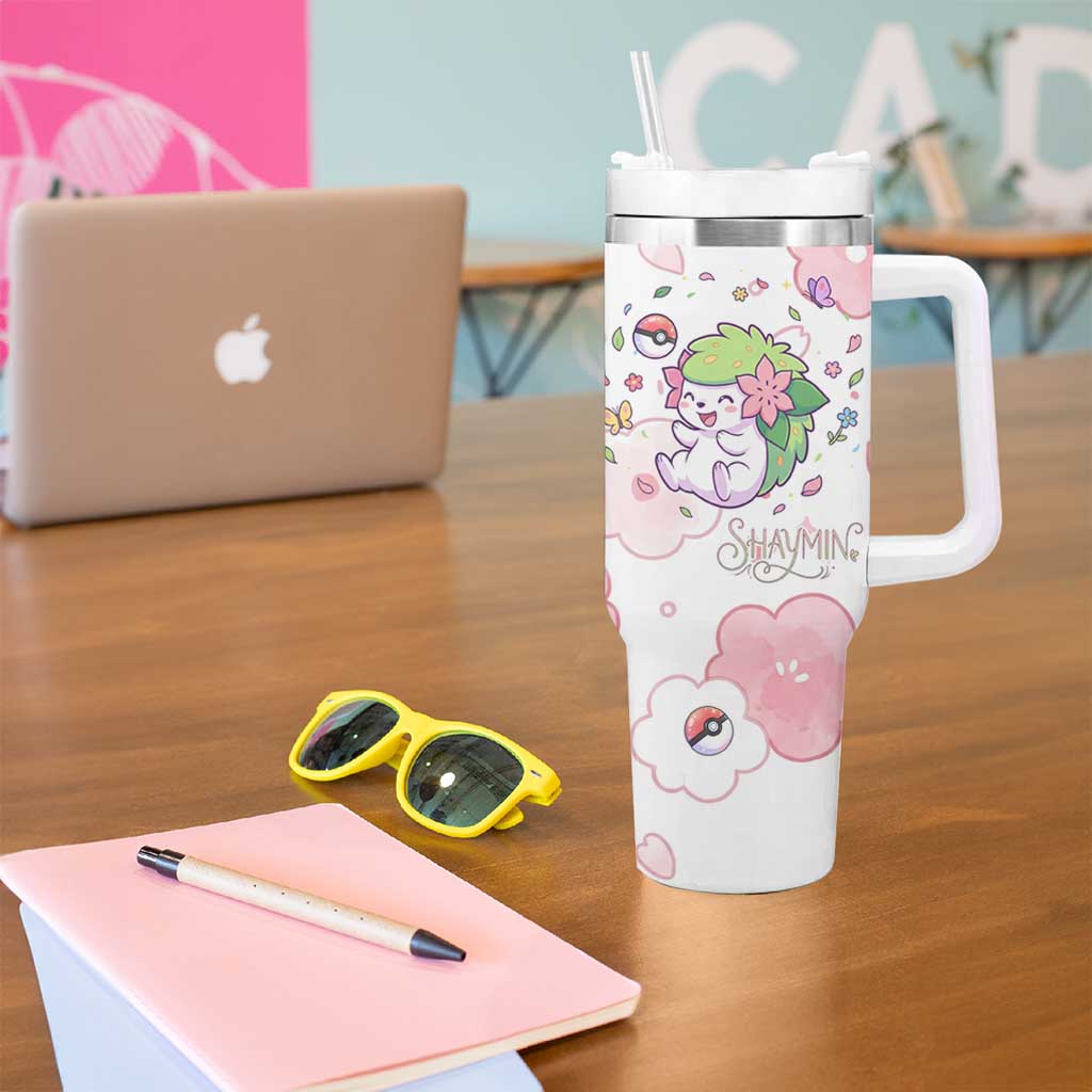 Shaymin Tumbler With Handle Floral Pastel Blossom Art