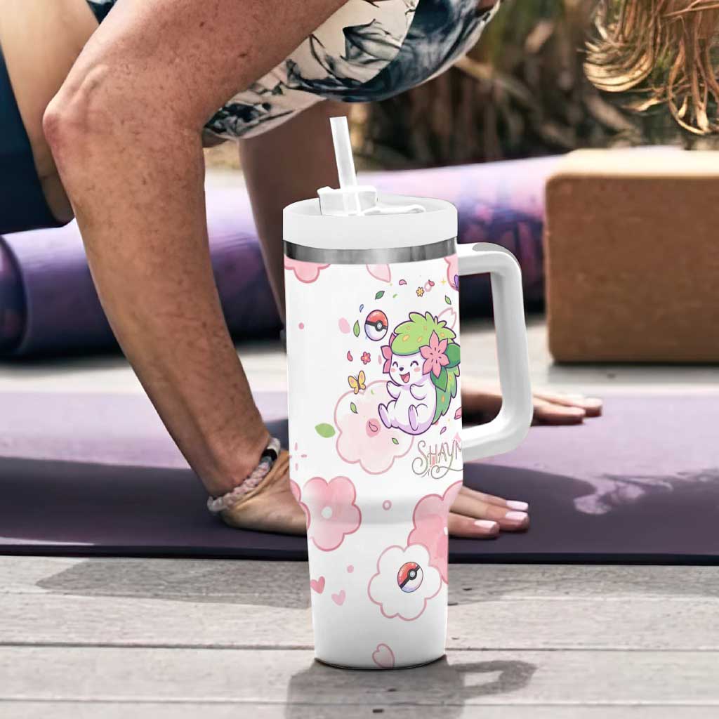 Shaymin Tumbler With Handle Floral Pastel Blossom Art