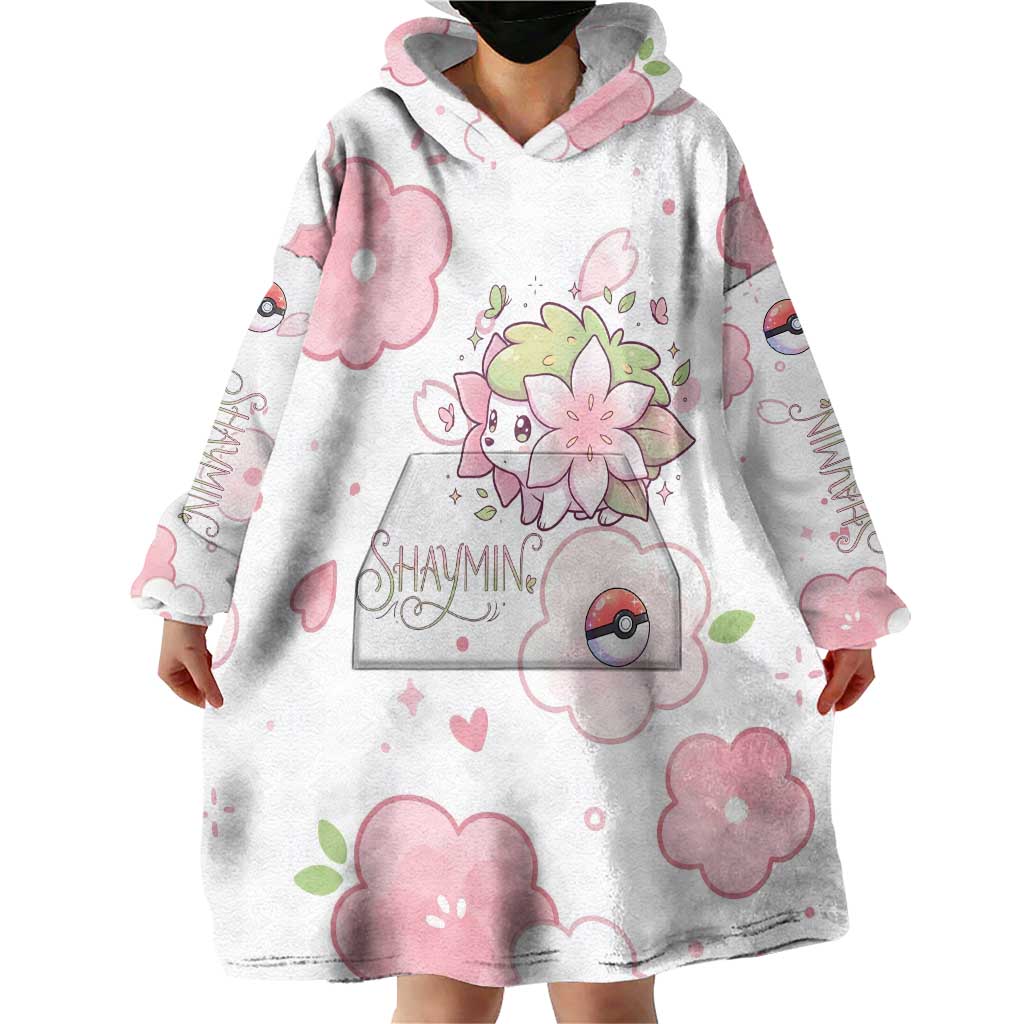 Shaymin Wearable Blanket Hoodie Floral Pastel Blossom Art