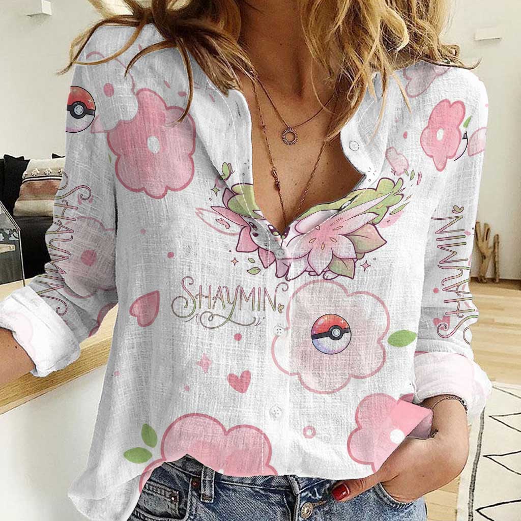 Shaymin Women Casual Shirt Floral Pastel Blossom Art