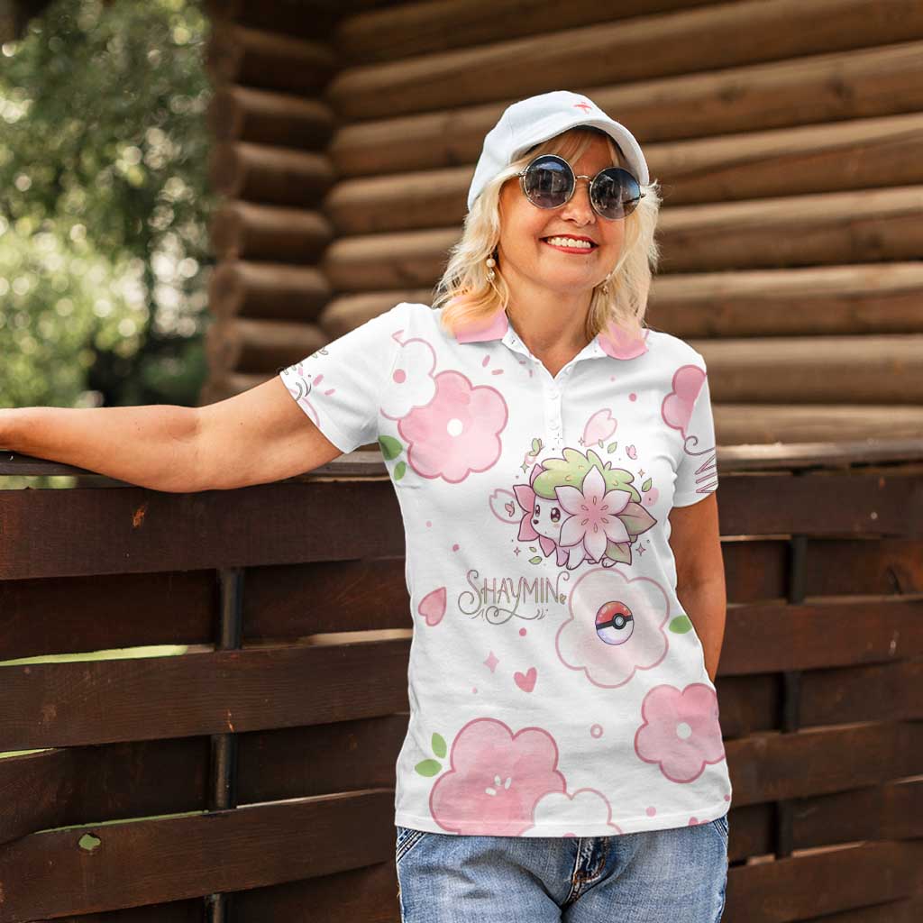 Shaymin Women Polo Shirt Floral Pastel Blossom Art