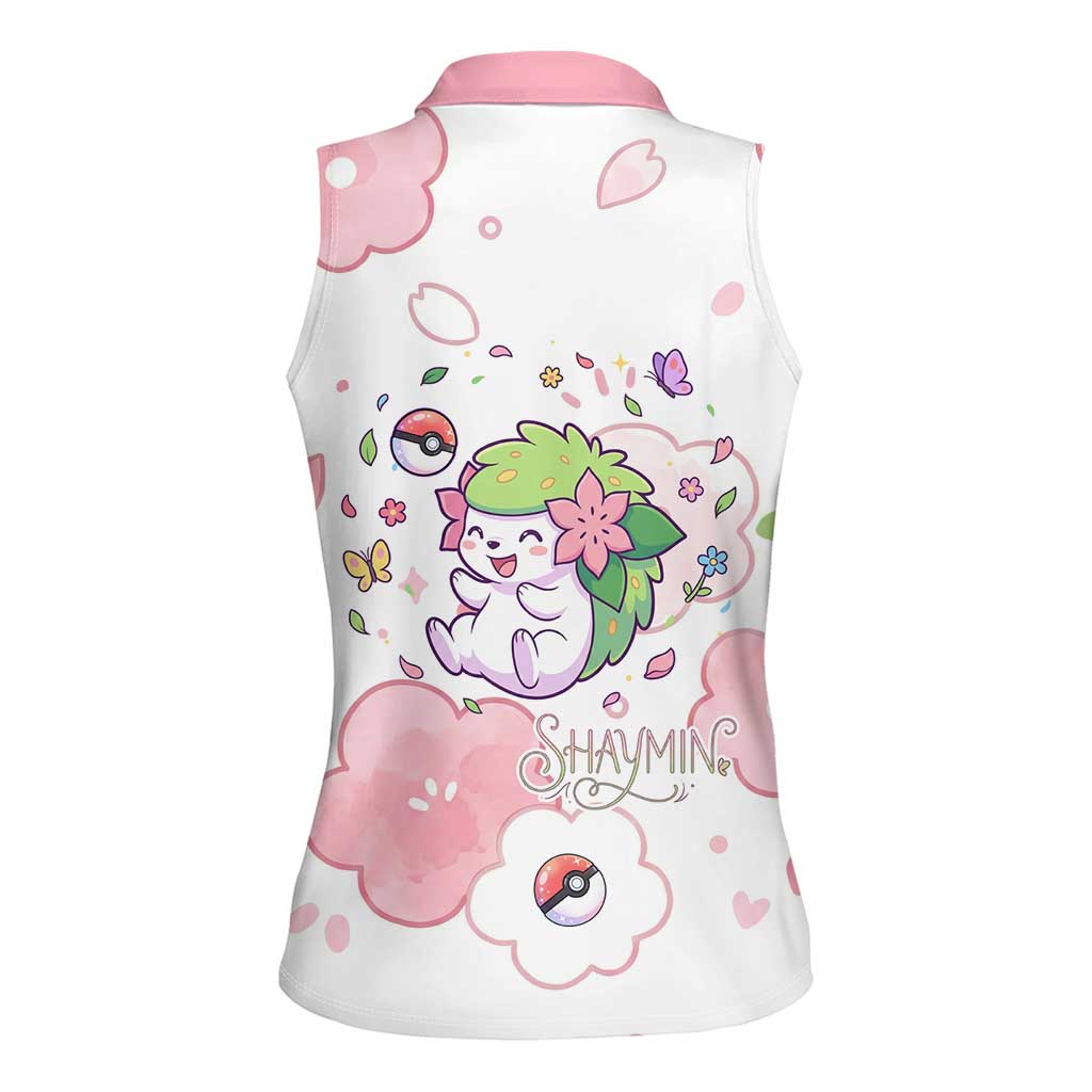 Shaymin Women Sleeveless Polo Shirt Floral Pastel Blossom Art