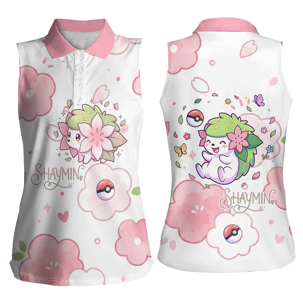 Shaymin Women Sleeveless Polo Shirt Floral Pastel Blossom Art