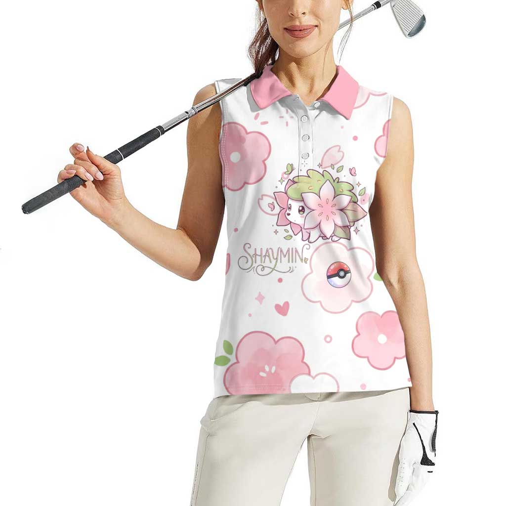 Shaymin Women Sleeveless Polo Shirt Floral Pastel Blossom Art
