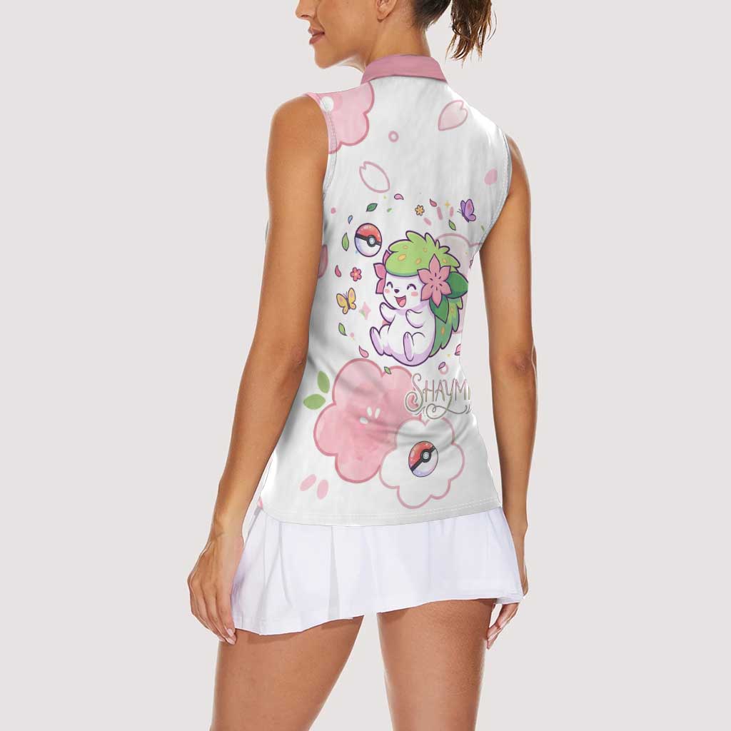 Shaymin Women Sleeveless Polo Shirt Floral Pastel Blossom Art