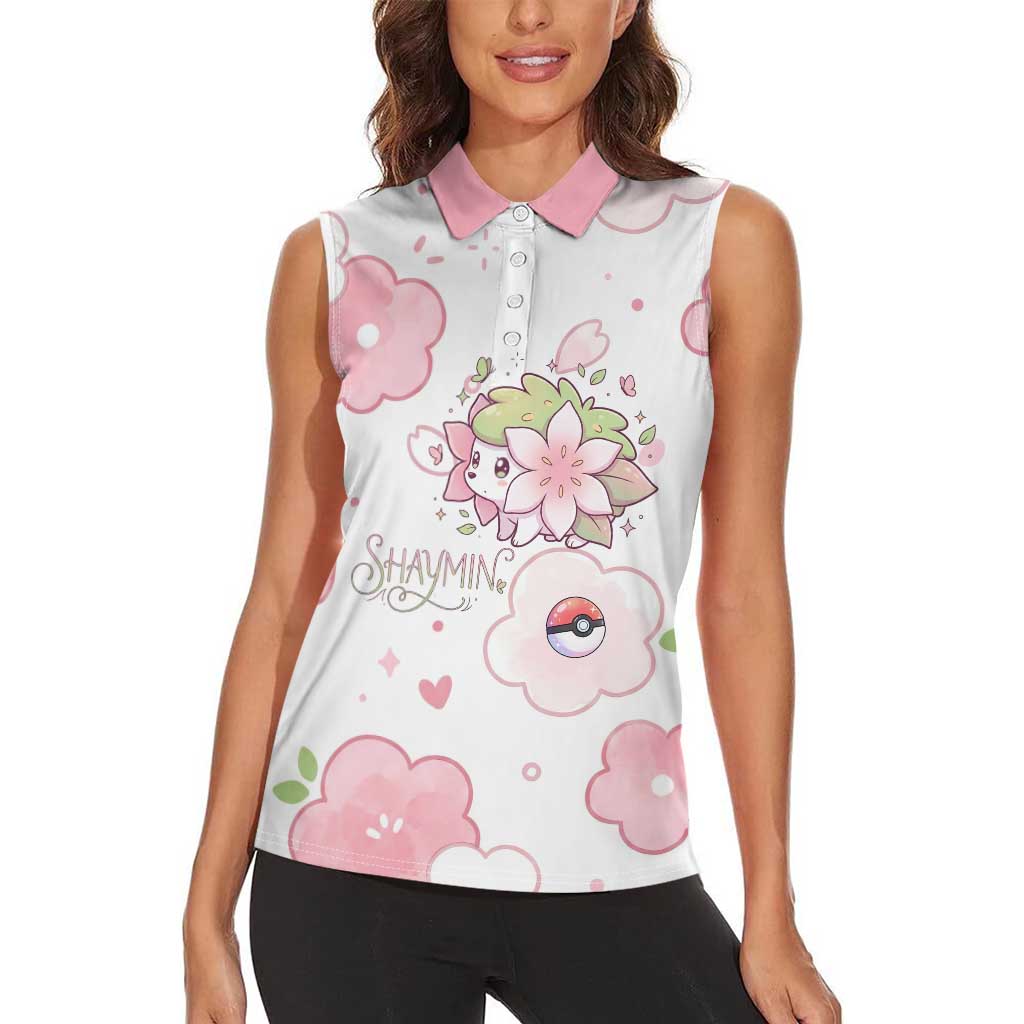 Shaymin Women Sleeveless Polo Shirt Floral Pastel Blossom Art