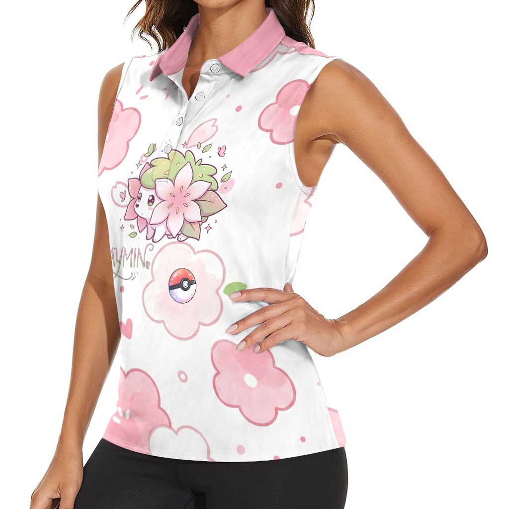 Shaymin Women Sleeveless Polo Shirt Floral Pastel Blossom Art
