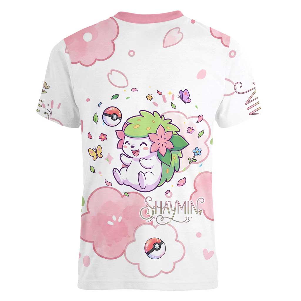 Shaymin Women V-Neck T-Shirt Floral Pastel Blossom Art