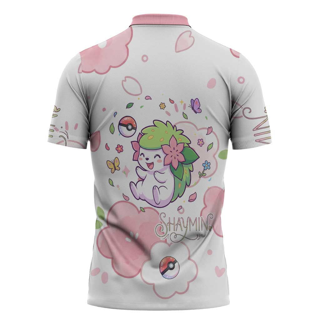 Shaymin Zipper Polo Shirt Floral Pastel Blossom Art