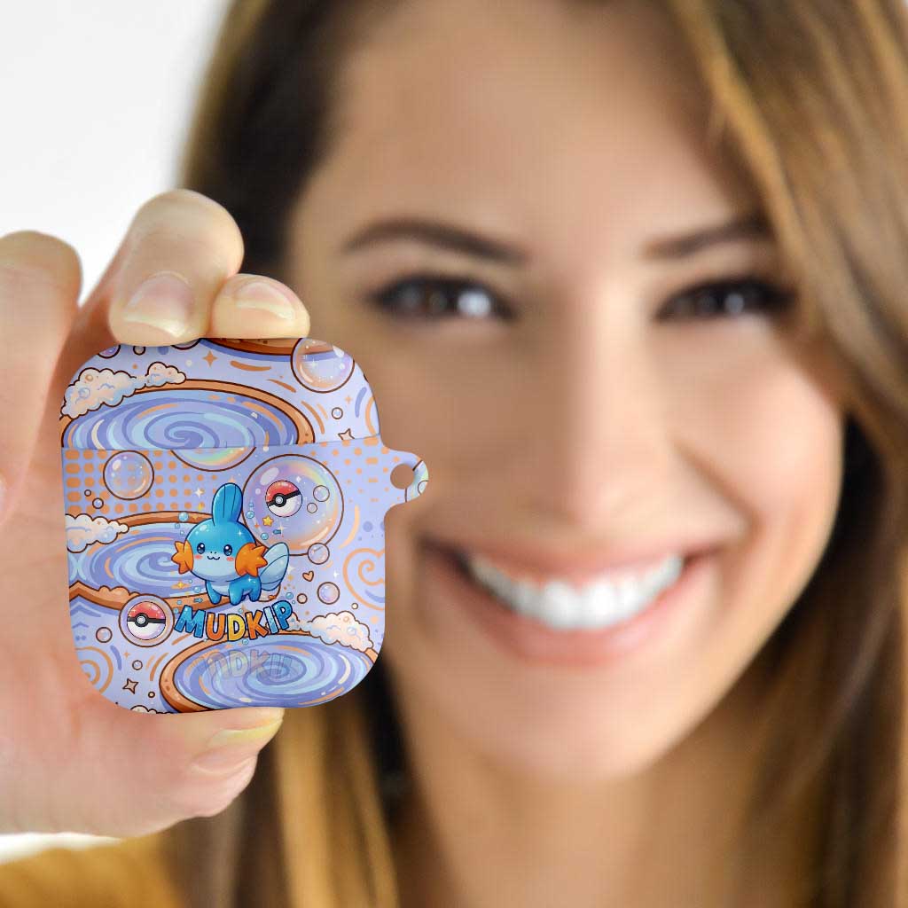 Mudkip AirPods Case Playful Pastel Water Bubble Art