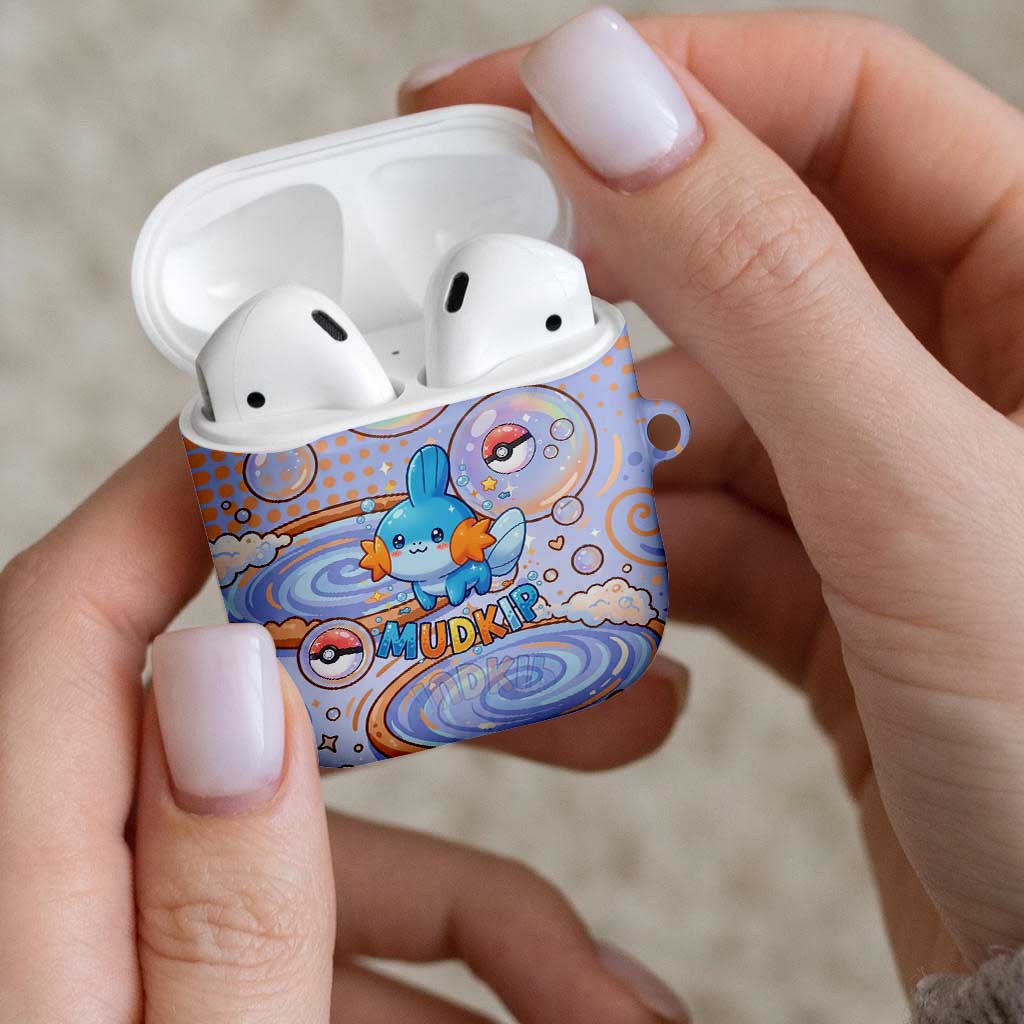 Mudkip AirPods Case Playful Pastel Water Bubble Art