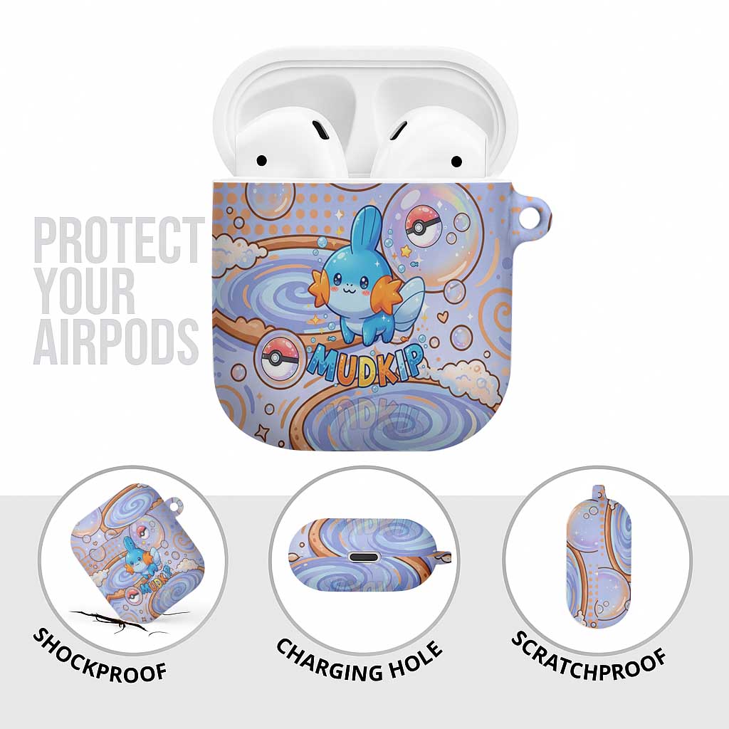 Mudkip AirPods Case Playful Pastel Water Bubble Art