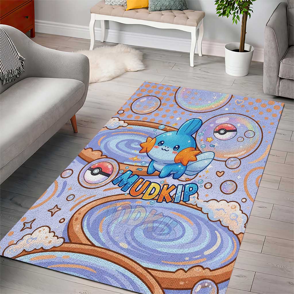 Mudkip Area Rug Playful Pastel Water Bubble Art