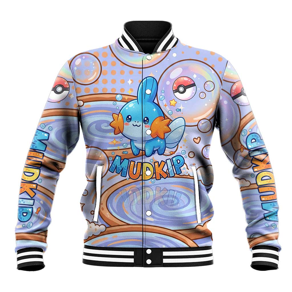 Mudkip Baseball Jacket Playful Pastel Water Bubble Art