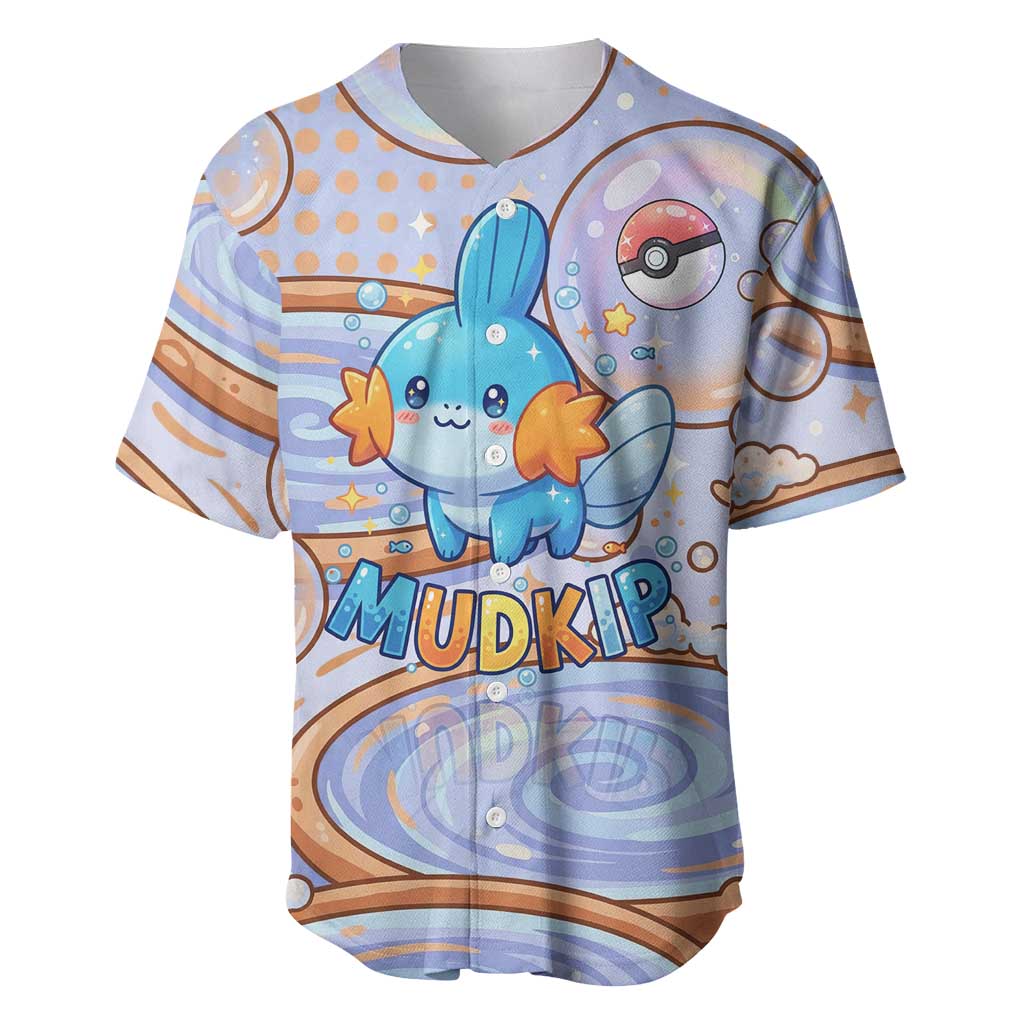 Mudkip Baseball Jersey Playful Pastel Water Bubble Art