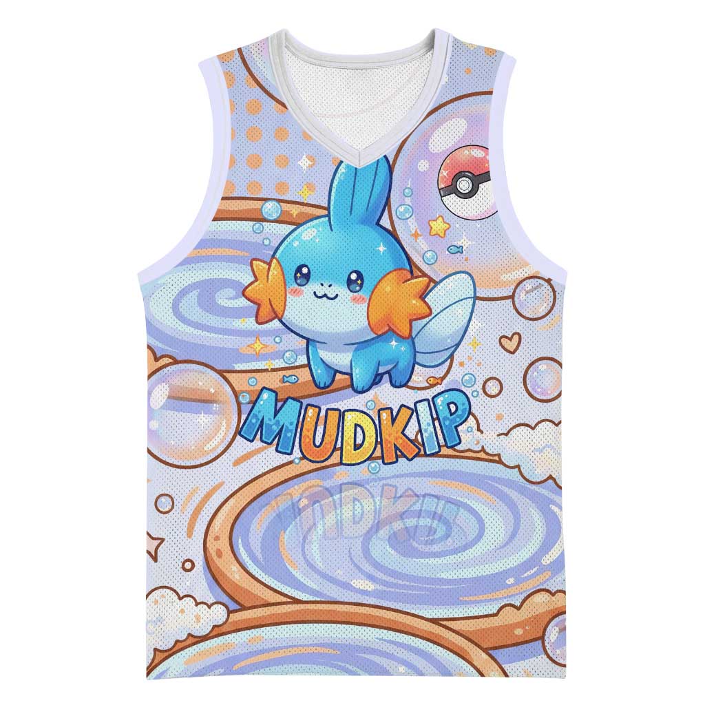 Mudkip Basketball Jersey Playful Pastel Water Bubble Art